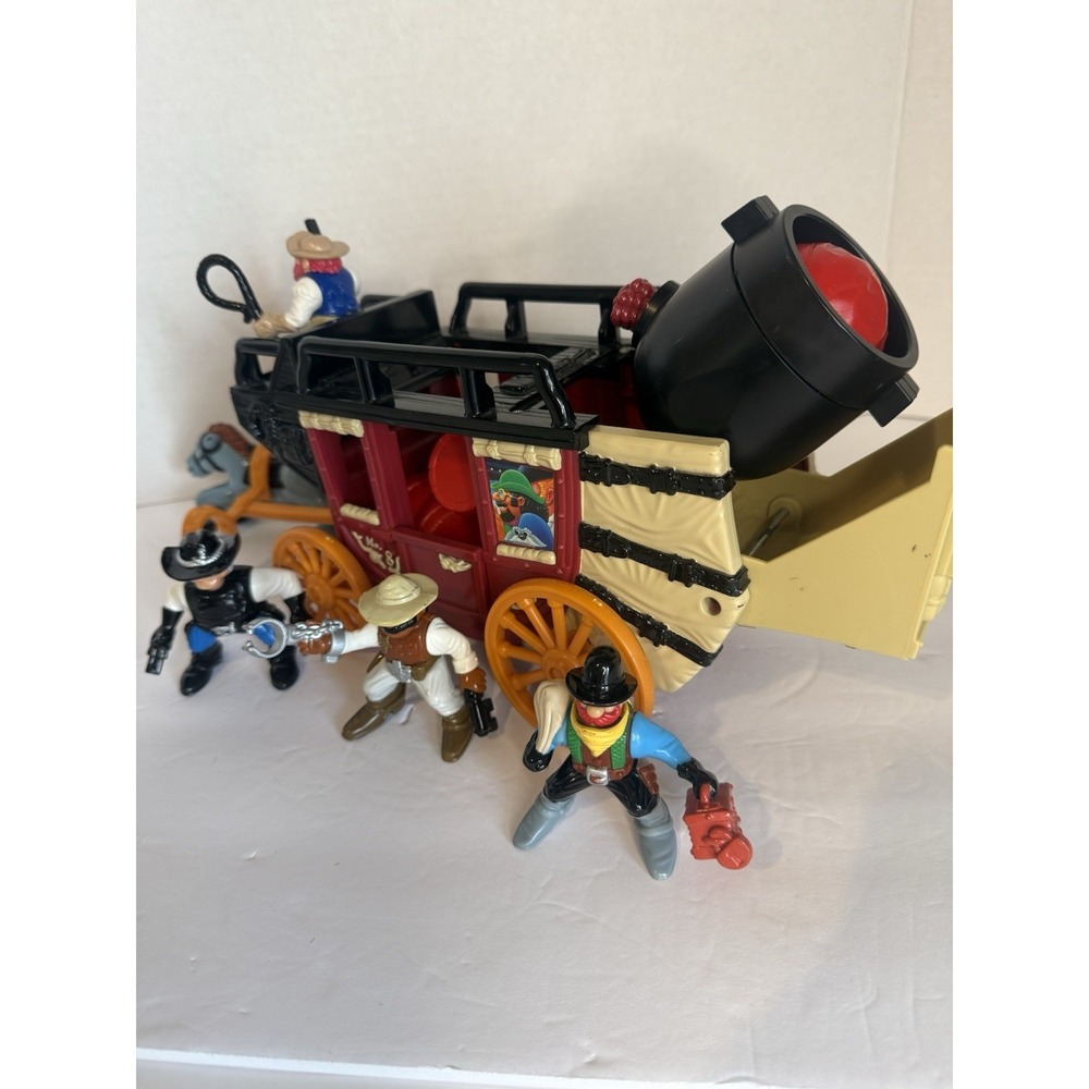 Vintage 94/95 Fisher-Price Wild Cannonball Stagecoach Playset Figures